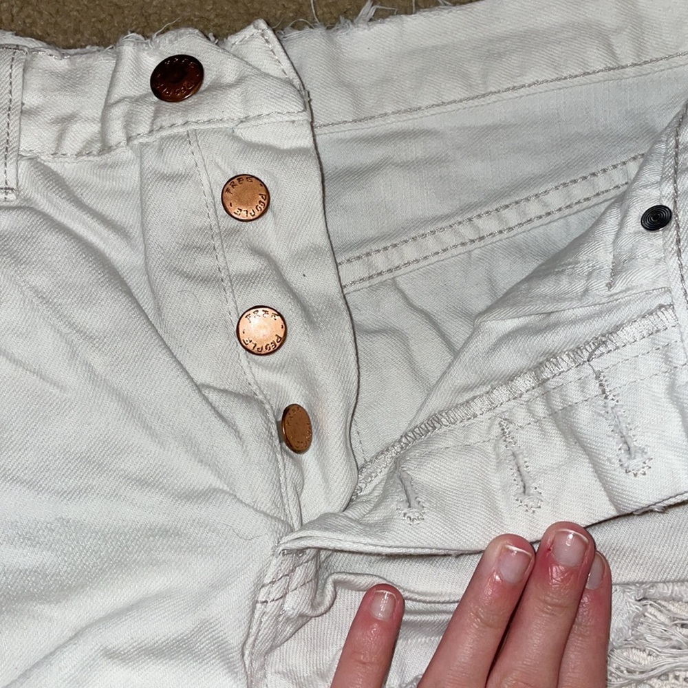 White Ripped Jean Shorts - Picture 3 of 4
